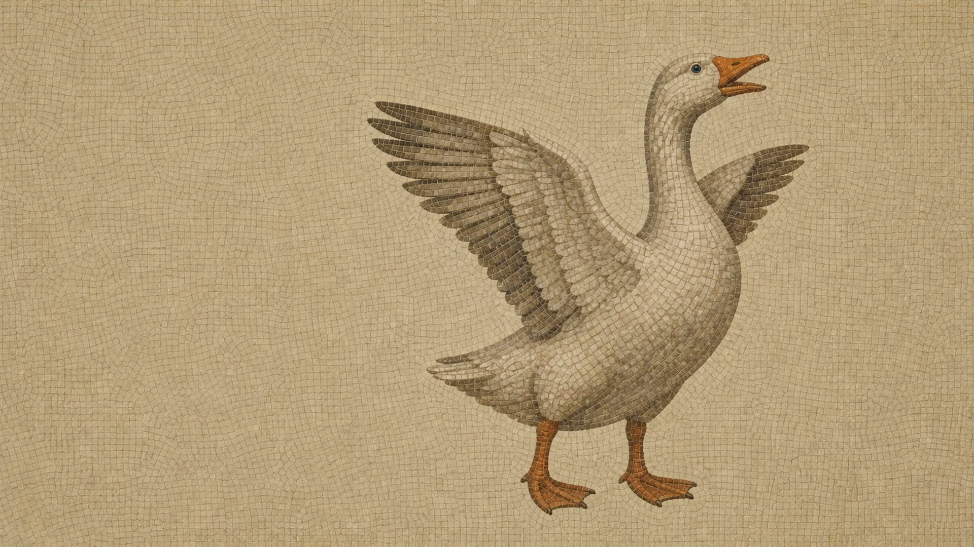 The Roman mosaic goose on watch.